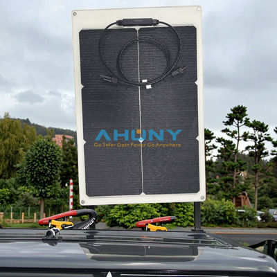 Ein guter Preis. 50W 22V ETFE Schwarzes flexibles Solarpanel, ETFE Schwarz Dünn, Schlank Semi-Flexibel PERC Mono Hocheffizienz Solarzellen 12 Volt für Batterieladung Marine Wohnmobile Camper Boote Zelt Online